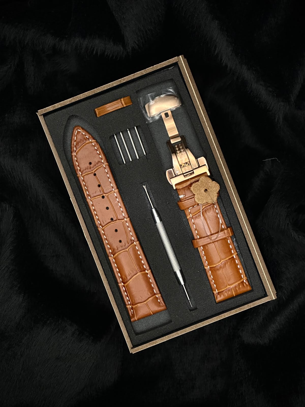 Leather watch strap